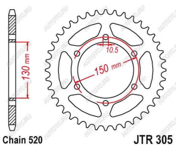 3 399 р. Звезда цепного привода JTR305 46ZBK  jtr305.46zbk  с доставкой в г. Керчь