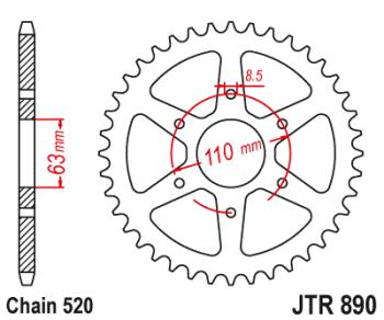 2 399 р. Звезда цепного привода JTR890 42ZBK  jtr890.42zbk  с доставкой в г. Керчь. Увеличить фотографию 1