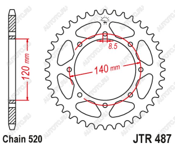 2 899 р. Звезда цепного привода JTR487 43  jtr487.43  с доставкой в г. Керчь