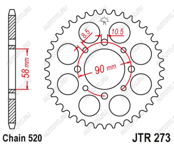2 899 р. Звезда цепного привода JTR273 42  jtr273.42  с доставкой в г. Керчь