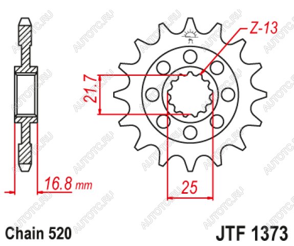 2 199 р. Звезда цепного привода JTF1373.17  jtf1373.17  с доставкой в г. Керчь