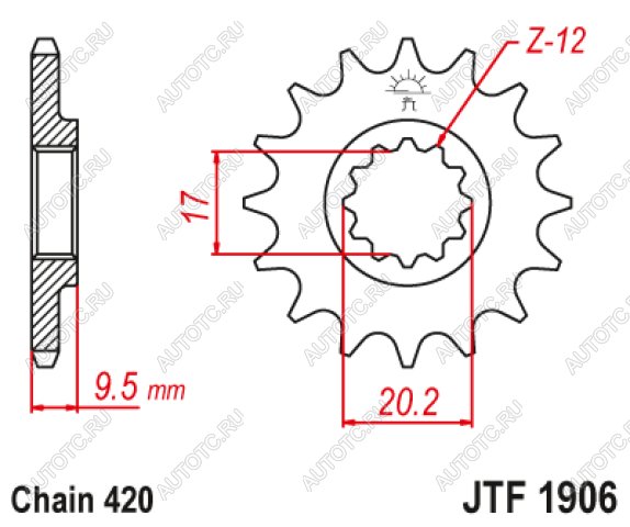 1 159 р. Звезда цепного привода JTF1906 12  jtf1906.12  с доставкой в г. Керчь