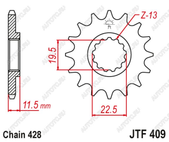 1 269 р. Звезда цепного привода JTF409 14  jtf409.14  с доставкой в г. Керчь