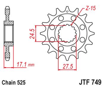 1 959 р. Звезда цепного привода JTF749 15  jtf749.15  с доставкой в г. Керчь. Увеличить фотографию 1