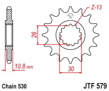1 599 р. Звезда цепного привода JTF579 16RB  jtf579.16rb  с доставкой в г. Керчь. Увеличить фотографию 1
