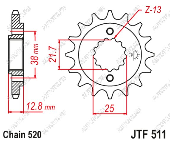 1 669 р. Звезда цепного привода JTF511 15RB  jtf511.15rb  с доставкой в г. Керчь