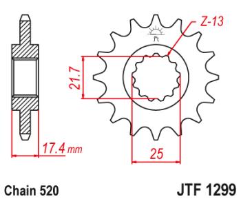 2 299 р. Звезда цепного привода JTF1299 14  jtf1299.14  с доставкой в г. Керчь. Увеличить фотографию 1