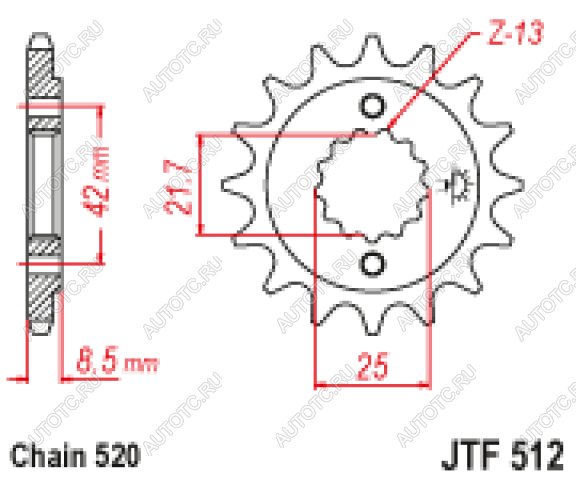 1 399 р. Звезда цепного привода JTF512 16  jtf512.16  с доставкой в г. Керчь