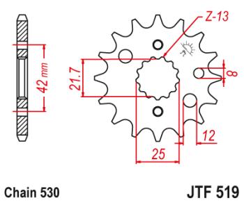 1 299 р. Звезда цепного привода JTF519 17  jtf519.17  с доставкой в г. Керчь. Увеличить фотографию 1