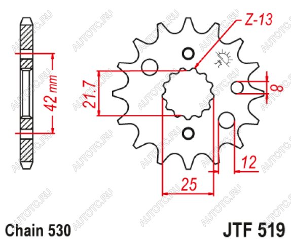 1 299 р. Звезда цепного привода JTF519 17  jtf519.17  с доставкой в г. Керчь