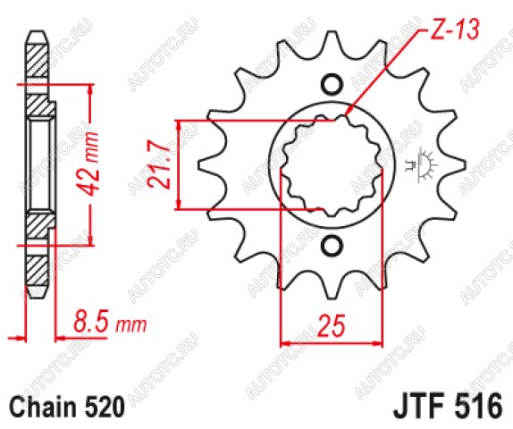 1 499 р. Звезда цепного привода JTF516 13  jtf516.13  с доставкой в г. Керчь