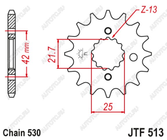 1 099 р. Звезда цепного привода JTF513 16RB  jtf513.16rb  с доставкой в г. Керчь