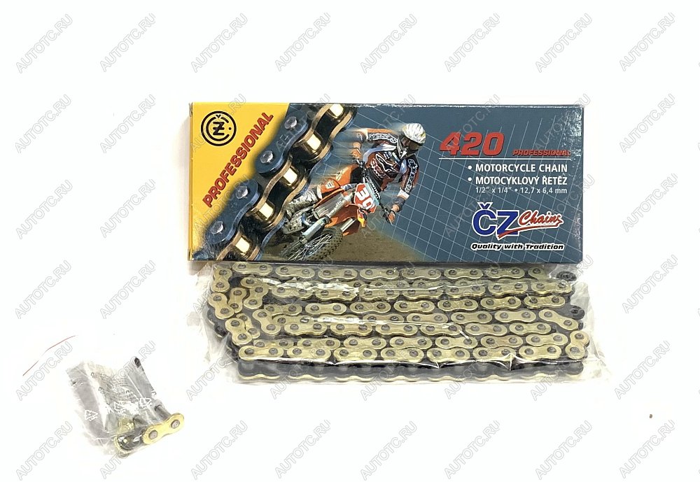 4 399 р. Цепь привода CZ Chains 420 MX Gold -116 Без сальников  420mx-116  с доставкой в г. Керчь