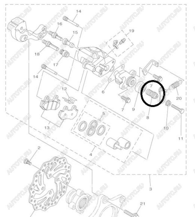 1 399 р. Ось суппорта Yamaha 5TG-25978-00 Оригинал  пм-00021738  с доставкой в г. Керчь
