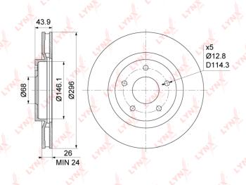 Диск тормозной NISSAN Juke,Qashqai,X-Trail передний (1шт.) LYNX LYNX bn1112