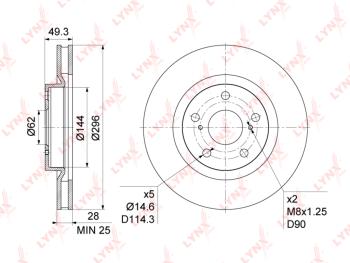 Диск тормозной TOYOTA Camry (06-),Rav 4 (06-) LEXUS IS250 передний (2шт.) LYNX LYNX bn1169