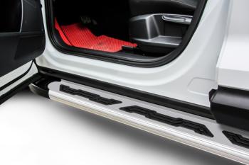 Пороги алюминиевые Alfa SLITKOFF Chery Tiggo 7 PRO (2019-2025) (Silver)