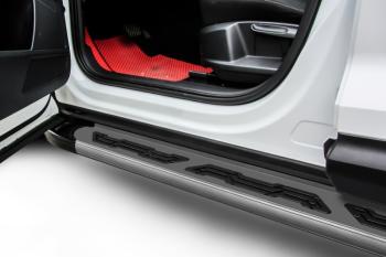  Пороги алюминиевые Alfa SLITKOFF KIA Soul  PS (2017-2019) рестайлинг (Grafit )