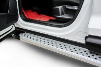  Пороги алюминиевые Standart SLITKOFF Volkswagen Touareg  NF (2014-2018) рестайлинг (Silver)