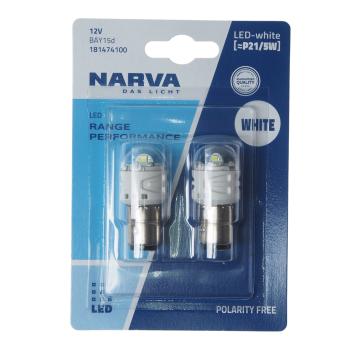 1 069 р. Лампа светодиодная 12V P21/5W BAY15d блистер (2шт.) LED NARVA NARVA 18147-2бл NARVA 18147-2бл  с доставкой в г. Керчь. Увеличить фотографию 1