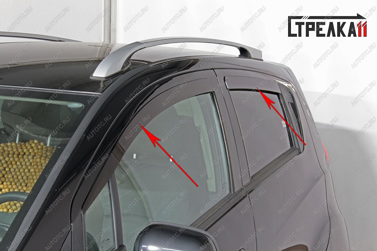 3 799 р. Дефлекторы окон 2D Стрелка11  Chevrolet Spark  M300 (2010-2015), Ravon R2 (2016-2025) (черные)  с доставкой в г. Керчь