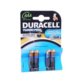 329 р. Батарейка AAA LR03 1.5V блистер (4шт.) Alkaline Turbo DURACELL  d-lr03t  с доставкой в г. Керчь. Увеличить фотографию 1