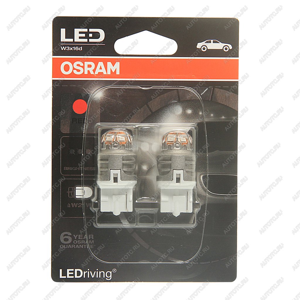 1 649 р. Лампа светодиодная 12V W21W W3x16d бесцокольная блистер (2шт.) Red OSRAM OSRAM 7905r-02b OSRAM 7905r-02b  с доставкой в г. Керчь