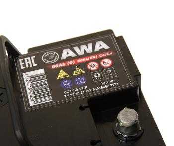 7 999 р. Аккумулятор AWA PRO 60Ач обратная полярность AWA 6ст60(0)  с доставкой в г. Керчь. Увеличить фотографию 2