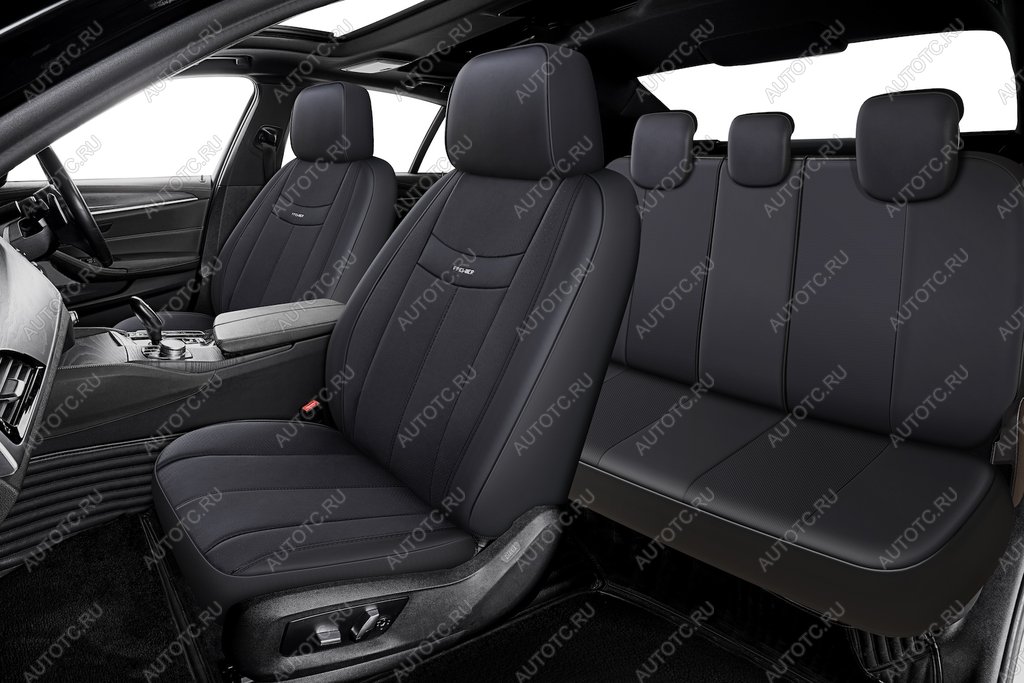 4 399 р. Авточехлы универсальные экокожа черные (11 предм.) Amulet PREMIER PREMIER amt1000  с доставкой в г. Керчь