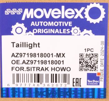 2 299 р. Фонарь задний SITRAK HOWO левый MOVELEX MOVELEX az9719818001-mx  с доставкой в г. Керчь. Увеличить фотографию 9