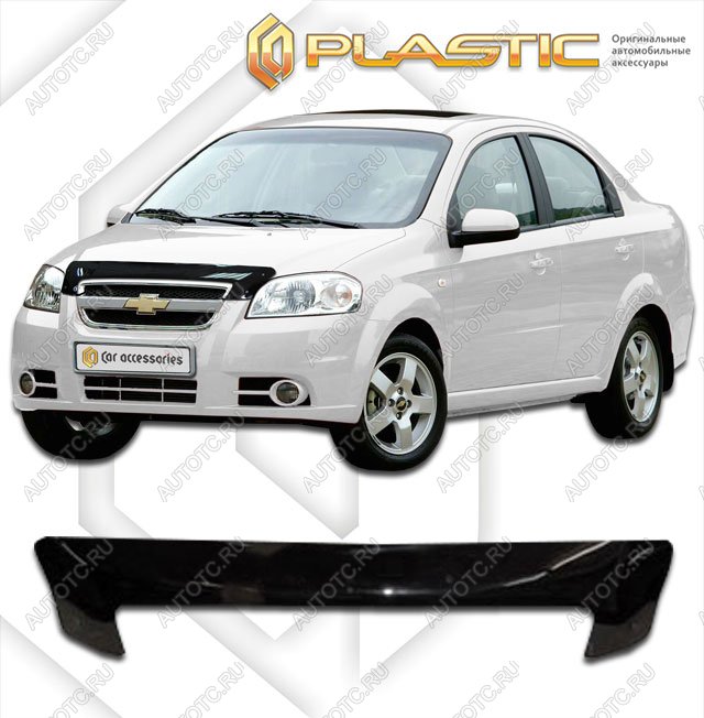 1 959 р. Дефлектор капотаClassic черныйChevroletAveo седан2006-2011  2010010101466  с доставкой в г. Керчь