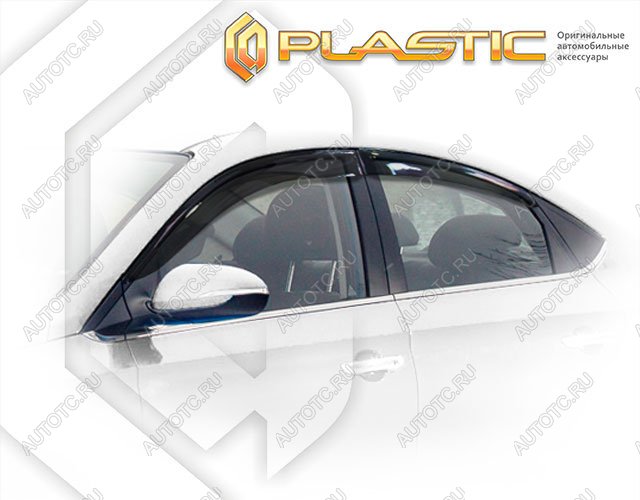 2 099 р. Ветровики дверейClassic полупрозрачныйHyundaiSolaris рестайлинг2020–н.в.HCR Chrome molding=120,  2010030315652  с доставкой в г. Керчь