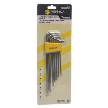 266 р. Набор ключей TORX T10-Т40 Г-образных экстрадлинных 7 предметов ЭВРИКА ЭВРИКА er-25107xlt  с доставкой в г. Керчь. Увеличить фотографию 1