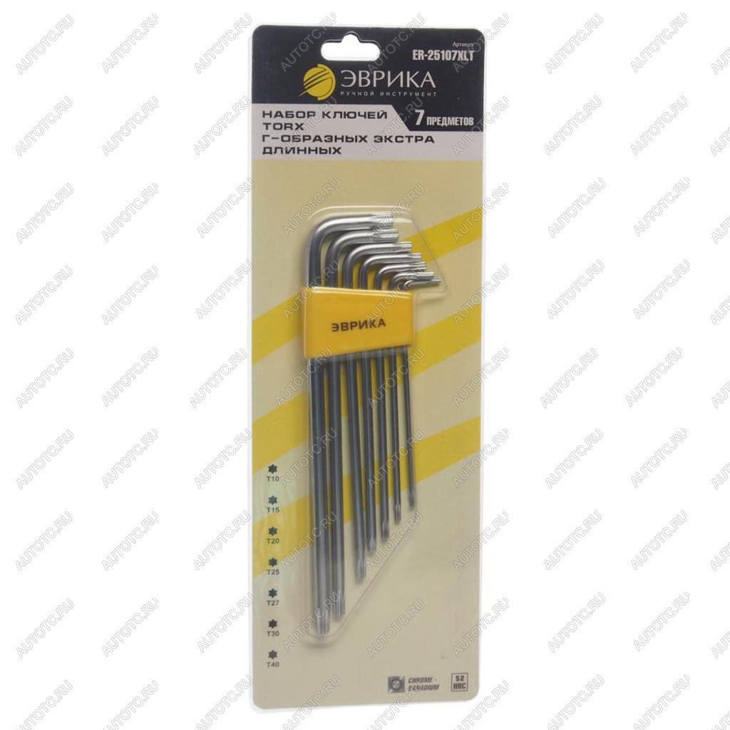 266 р. Набор ключей TORX T10-Т40 Г-образных экстрадлинных 7 предметов ЭВРИКА ЭВРИКА er-25107xlt  с доставкой в г. Керчь