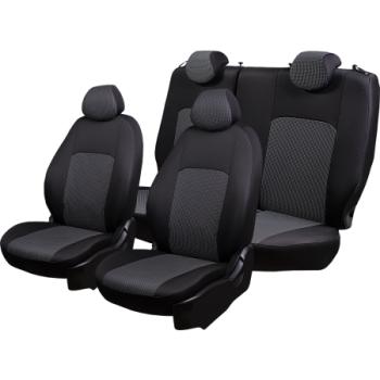 5 549 р. Комплект чехлов для сидений (РЗСиС 40/60 3Г Жаккард) Дублин Lord Autofashion  Chevrolet Spark  M200,250 (2005-2010) (черный, вставка Сеул серый)  с доставкой в г. Керчь. Увеличить фотографию 4