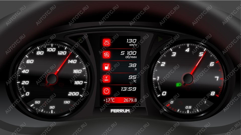 16 777 215 р. Электронная комбинация Renault Logan, Largus, Sandero GAMMA GF-890 (black) Ferrum 688247237  с доставкой в г. Керчь