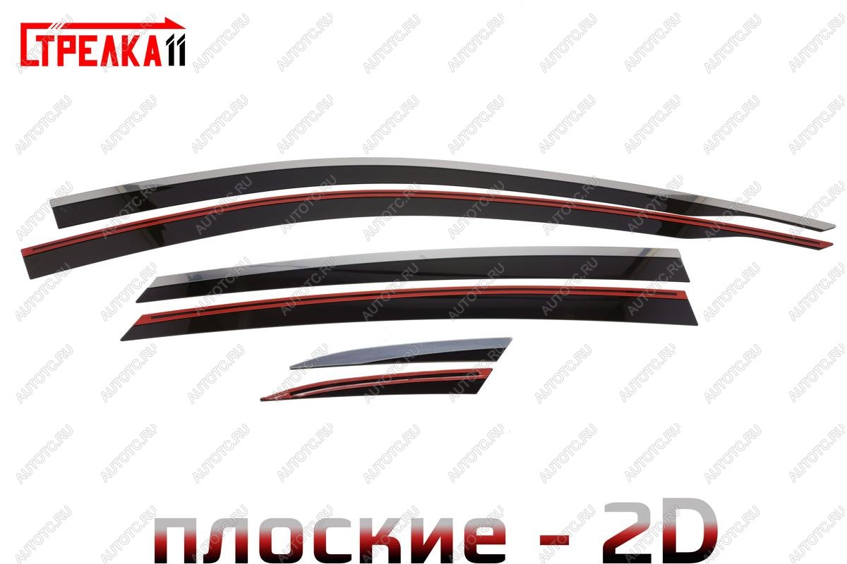 6 999 р. Дефлекторы окон 2D с хром накладками (USA) Стрелка11  Chevrolet Malibu  9 (2016-2025) (черные)  с доставкой в г. Керчь