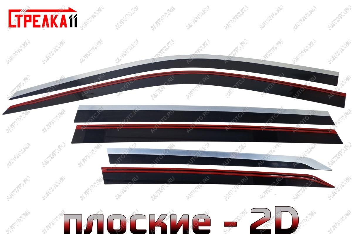 6 999 р. Дефлекторы окон 2D с хром накладками Стрелка11  Honda Pilot  YF6 (2016-2019) дорестайлинг (черные)  с доставкой в г. Керчь
