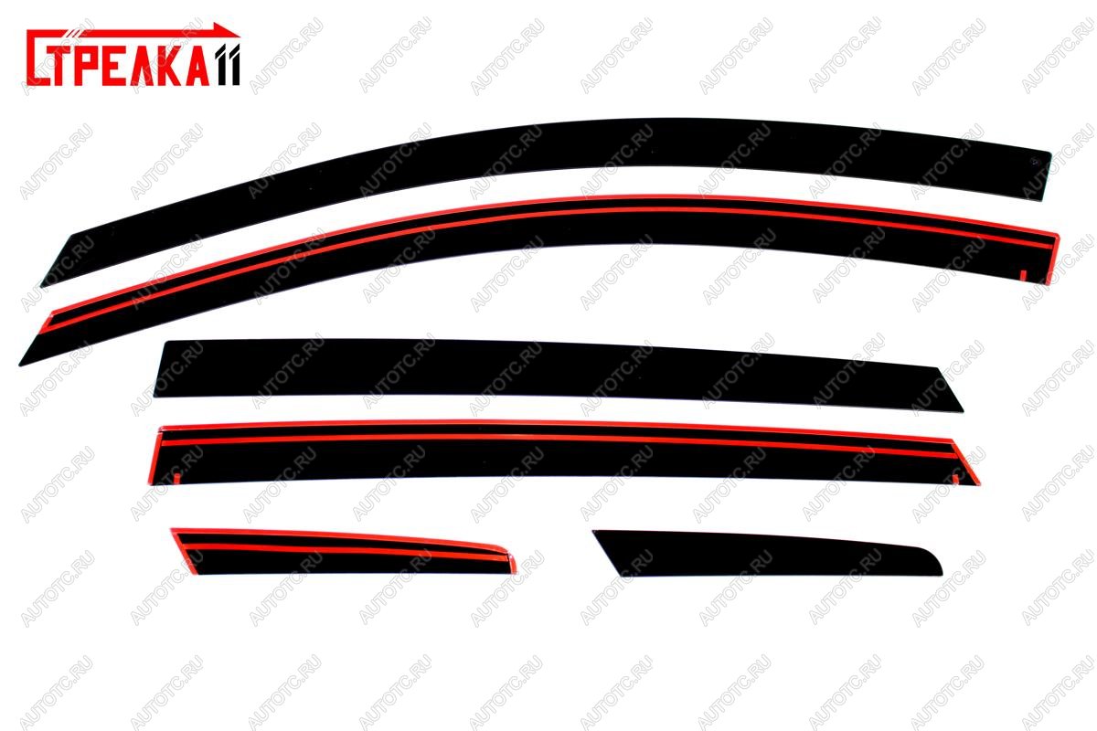 4 699 р. Дефлекторы окон 2D Стрелка11 Hyundai Solaris HCR седан дорестайлинг (2017-2020) (черные)  с доставкой в г. Керчь
