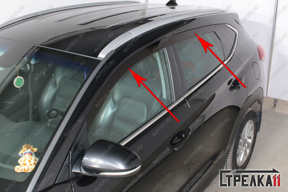 3 799 р. Дефлекторы окон 2D Стрелка11 Hyundai Tucson TL рестайлинг (2018-2021) (черные)  с доставкой в г. Керчь