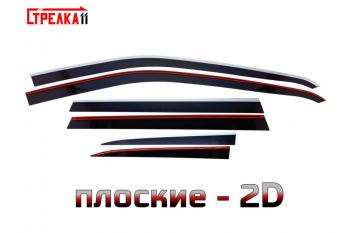 Дефлекторы окон с хром накладками 2D Стрелка11 Jeep Grand Cherokee  WK2 (2010-2013) дорестайлинг (черные)