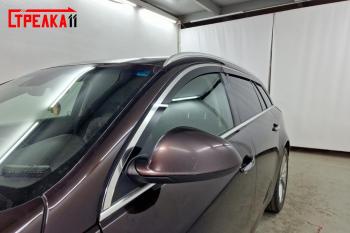 Дефлекторы окон 2D с хром накладками Стрелка11 Opel Insignia  A (2013-2017) универсал рестайлинг (черные)