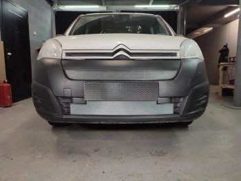 Защитная сетка в бампер (низ, ячейка 3х7 мм) Стрелка11 Стандарт CITROEN Berlingo  B9 (2015-2022) рестайлинг (Хром)