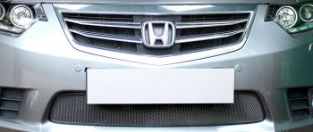 Защитная сетка в бампер (низ, ячейка 3х7 мм) Alfeco Стандарт Honda Accord  9 CR (2013-2016) седан дорестайлинг (Чёрная)