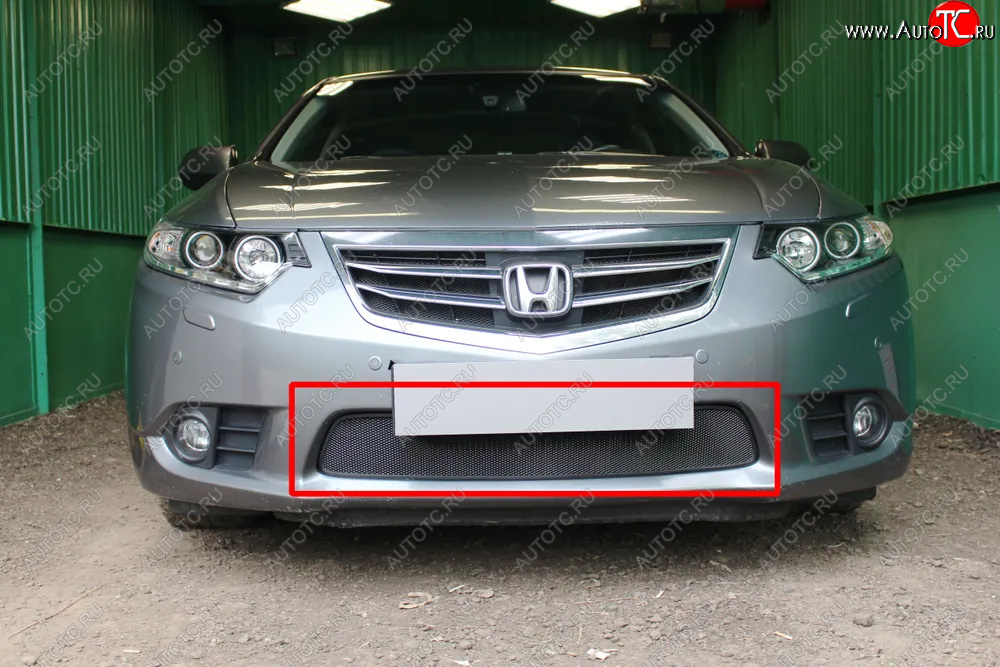 2 999 р. Защитная сетка в бампер (низ, ячейка 3х7 мм) Alfeco Стандарт  Honda Accord ( 8 CU,  8 CW) (2011-2013) седан рестайлинг, универсал рестайлинг (Чёрная)  с доставкой в г. Керчь