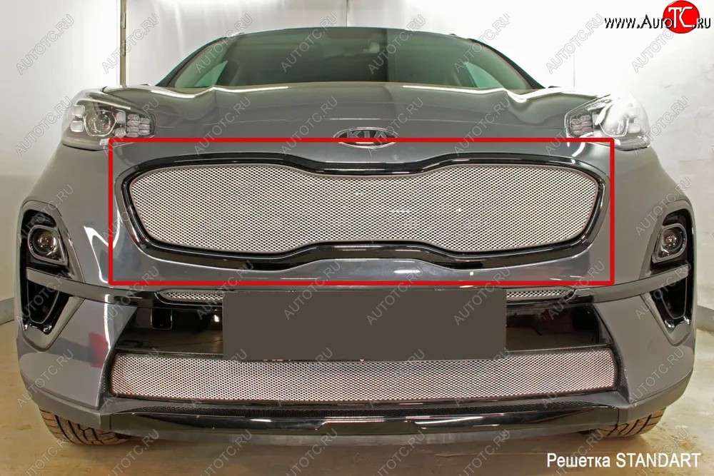 3 299 р. Защитная сетка в бампер (верх, Black Edition, ячейка 3х7 мм) Alfeco Стандарт  KIA Sportage  4 QL (2018-2022) рестайлинг (Хром)  с доставкой в г. Керчь