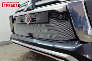 3 489 р. Защита радиатора Стрелка11 Стандарт  Mitsubishi Pajero Sport  QF (2019-2022) рестайлинг (хром)  с доставкой в г. Керчь. Увеличить фотографию 2