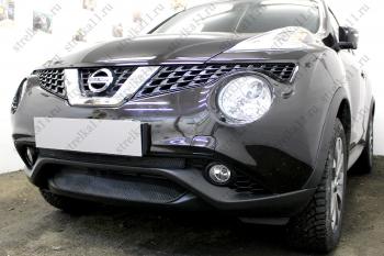 2 569 р. Защита радиатора (середина) Стрелка11 Стандарт Nissan Juke 1 YF15 рестайлинг (2014-2020) (черная)  с доставкой в г. Керчь. Увеличить фотографию 2