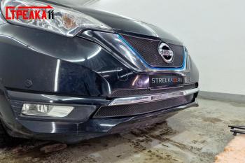 3 599 р. Защита радиатора (низ, Medalist X, 2 части) Стрелка11 Стандарт Nissan Note 2 E12 рестайлинг (2016-2020) (черная)  с доставкой в г. Керчь. Увеличить фотографию 2