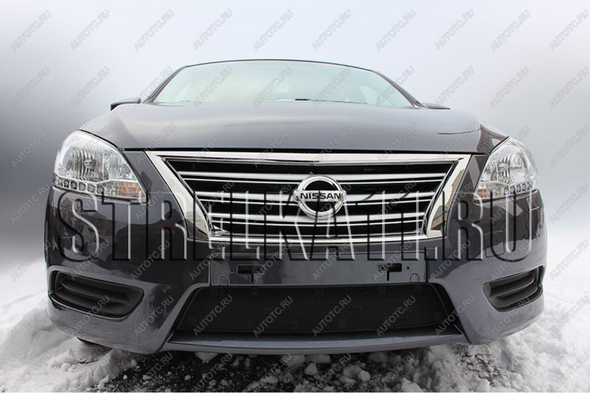 2 999 р. Защита радиатора Стрелка11 Стандарт Nissan Sentra 7 B17 (2014-2017) (черная)  с доставкой в г. Керчь